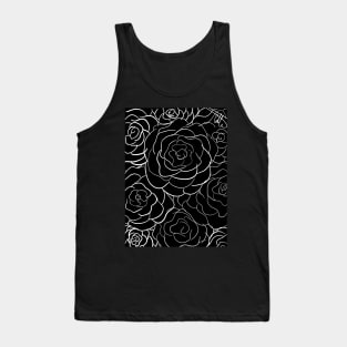 Rose Pattern Black Tank Top